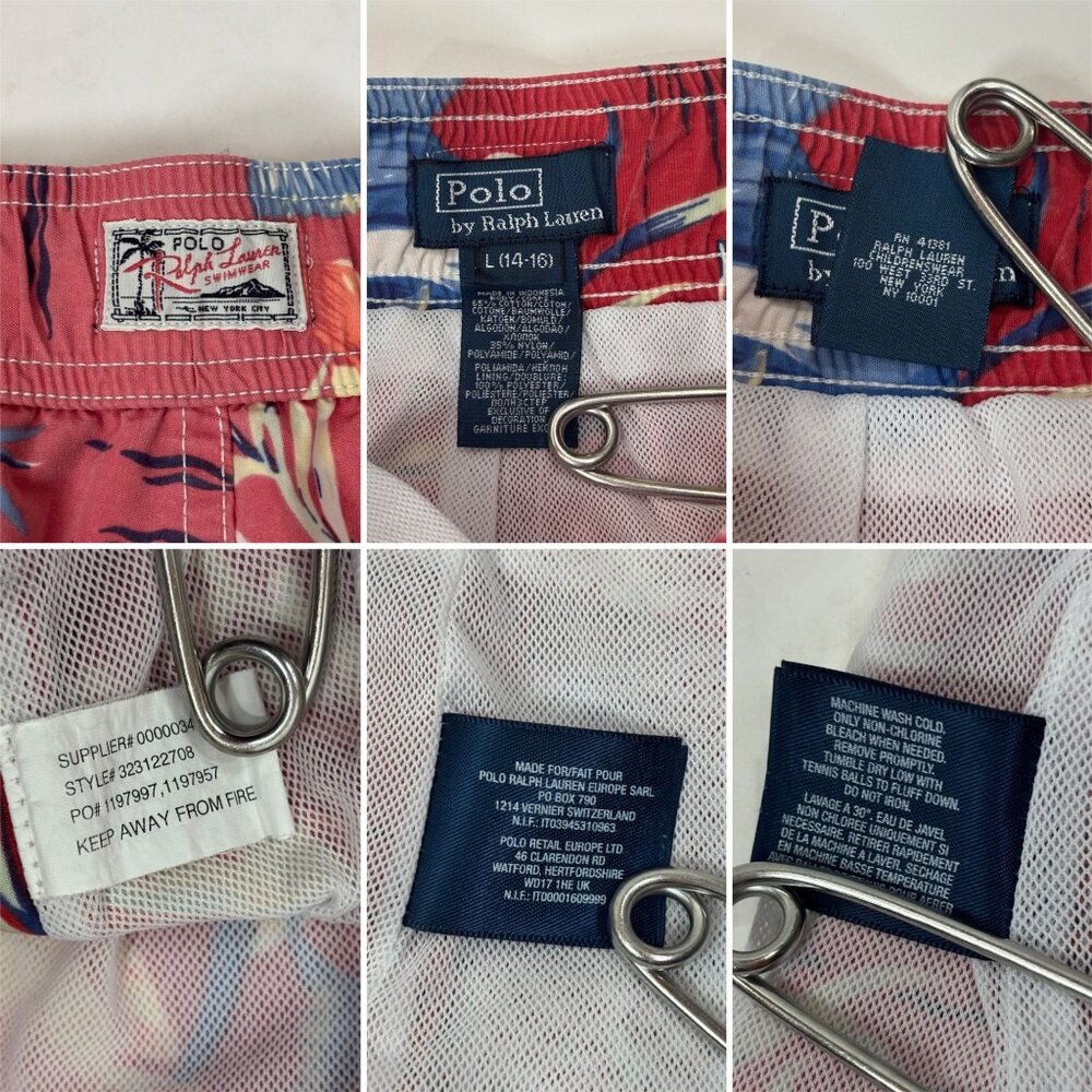 Polo By Ralph Lauren Boys Swim Board Shorts Large Red Fish Novelty Print Vintage - Picture 10 of 10